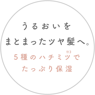うるおいをまとまったツヤ髪へ。5種のハチミツでたっぷり保湿